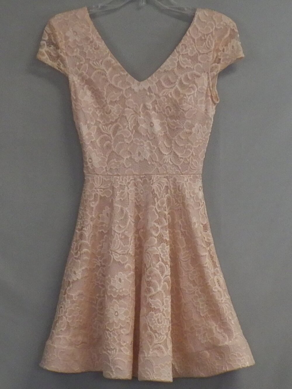 B. Darlin Pink Lace Fit & Flare Skater Dress   A642